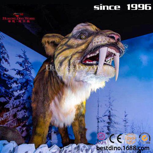 春节大型机械粘毛仿真动物老虎模型摆件美陈电影道具定制厂家