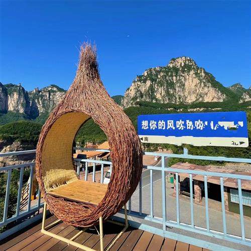 巴厘岛鸟巢秋千户外灯光款网红民宿温泉酒店景区打卡拍摄道具吊椅