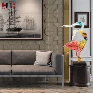 高档树脂装 饰摆设仿琉璃蓝色艺术品酒店大堂雕塑摆件