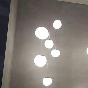 恐龙蛋别墅复式 楼梯吊灯现代简约餐厅中空客厅大灯鹅卵石长吊灯