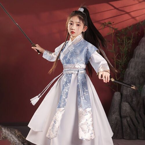 儿童汉服女童古装花木兰服装武侠风春秋古装飞鱼服帅气侠客演出服