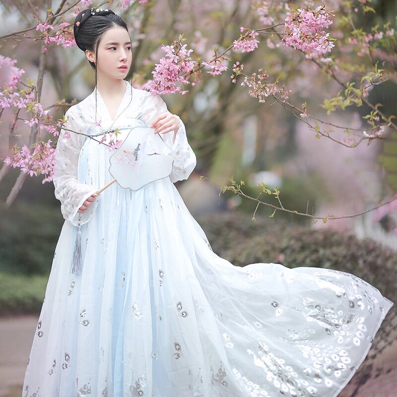 汉服女仙女裙齐胸襦裙古装汉服夏装日常改良古风清新淡雅唐装