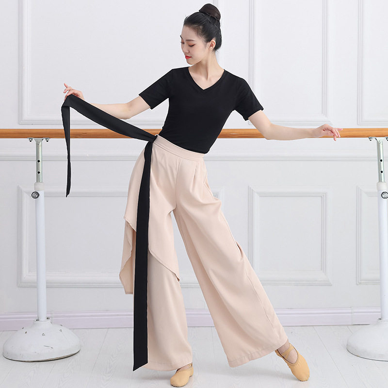 现代舞练功服感套指长袖上衣表演服古典舞阔腿裤舞蹈裤子新款