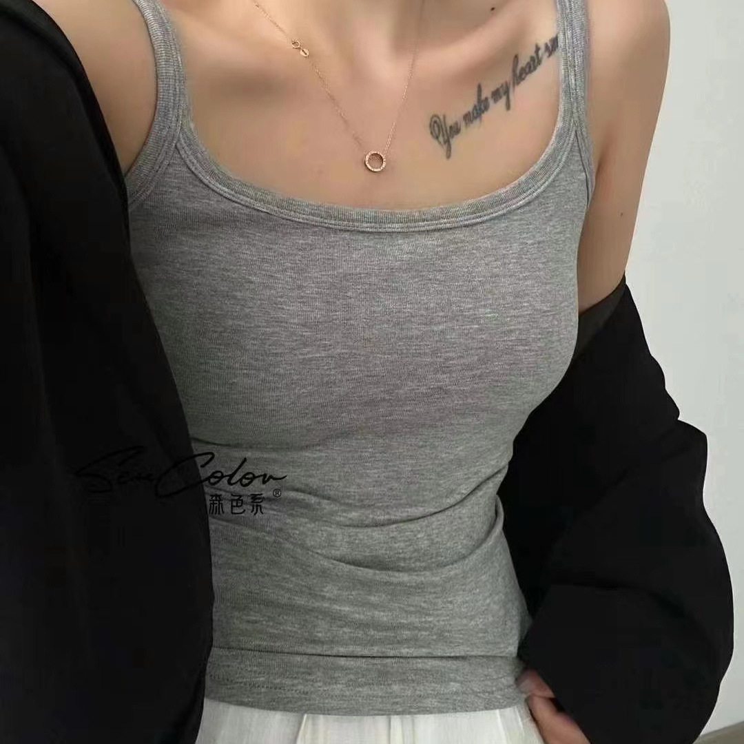 磨毛保暖加厚吊带背心女带胸垫一体式外穿性感防走光打底无袖上衣