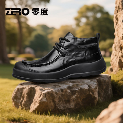 ZRO零度官方正品头层牛皮短款皮靴男秋冬2025新款真皮厚底马丁靴