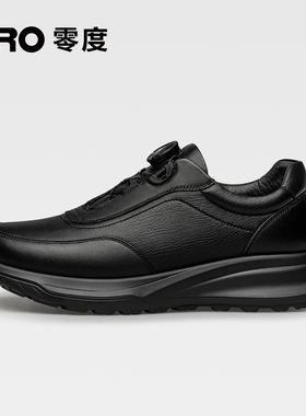 ZRO零度官方正品真皮黑色公务鞋男春秋2026新款旋转扣休闲运动鞋
