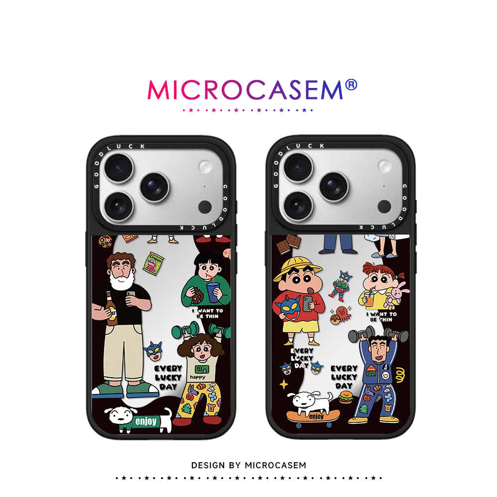 磁吸MagSafe环绕多巴胺美食健身小新家族适用iphone17pro手机壳16promax苹果15镜面14plus韩风插画13情侣12
