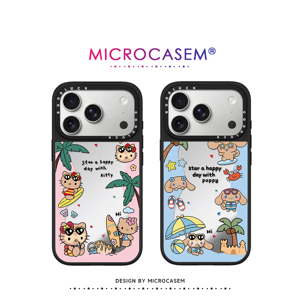 磁吸MagSafe沙滩黑皮Kitty玉桂狗狗适用苹果18promax手机壳iphone17镜面保护套16pro日韩卡通15可爱14情侣13