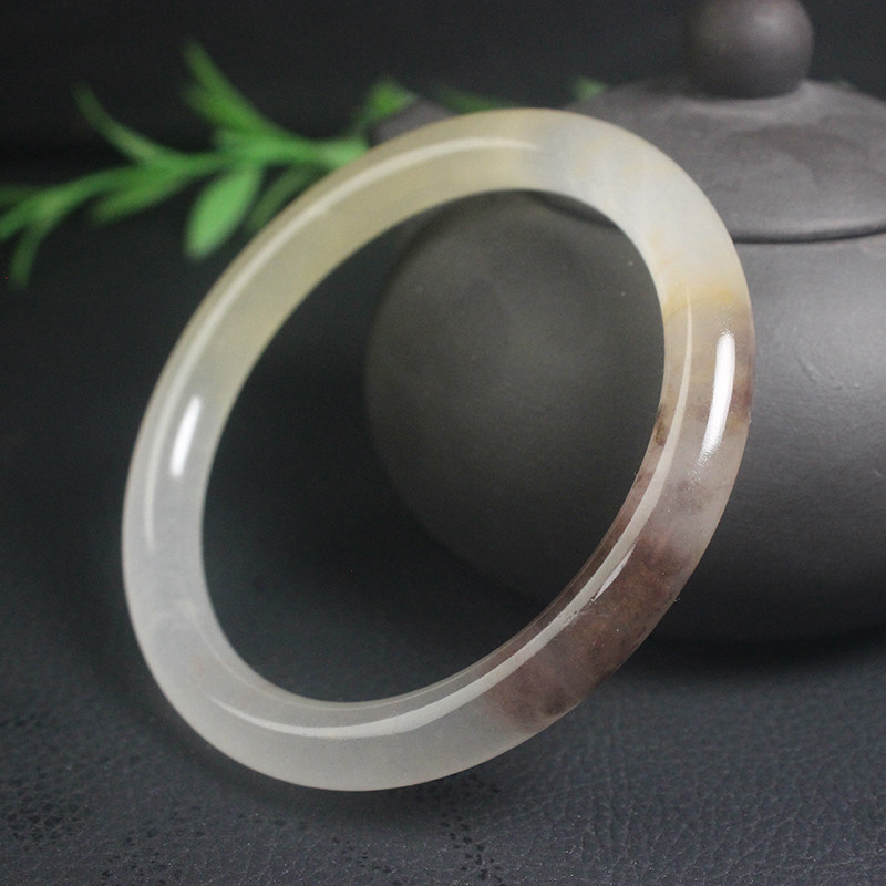 正品桂林鸡血玉贵妃料圆条手镯女款纯天然飘花玉镯带证书时尚冰透