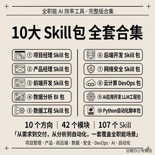 AI全栈技能工具库 10大Skill包合集 开发数据工程电子资料