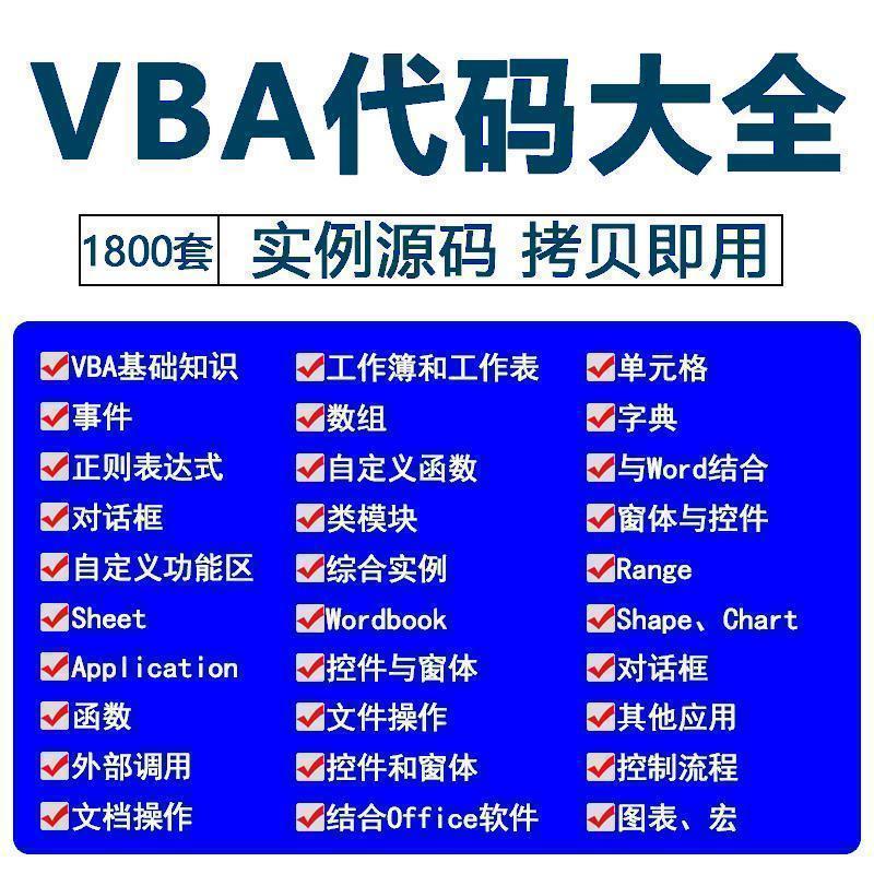 EXCEL VBA基础知识代码库源代码自定义函数实例工作表自动化控件