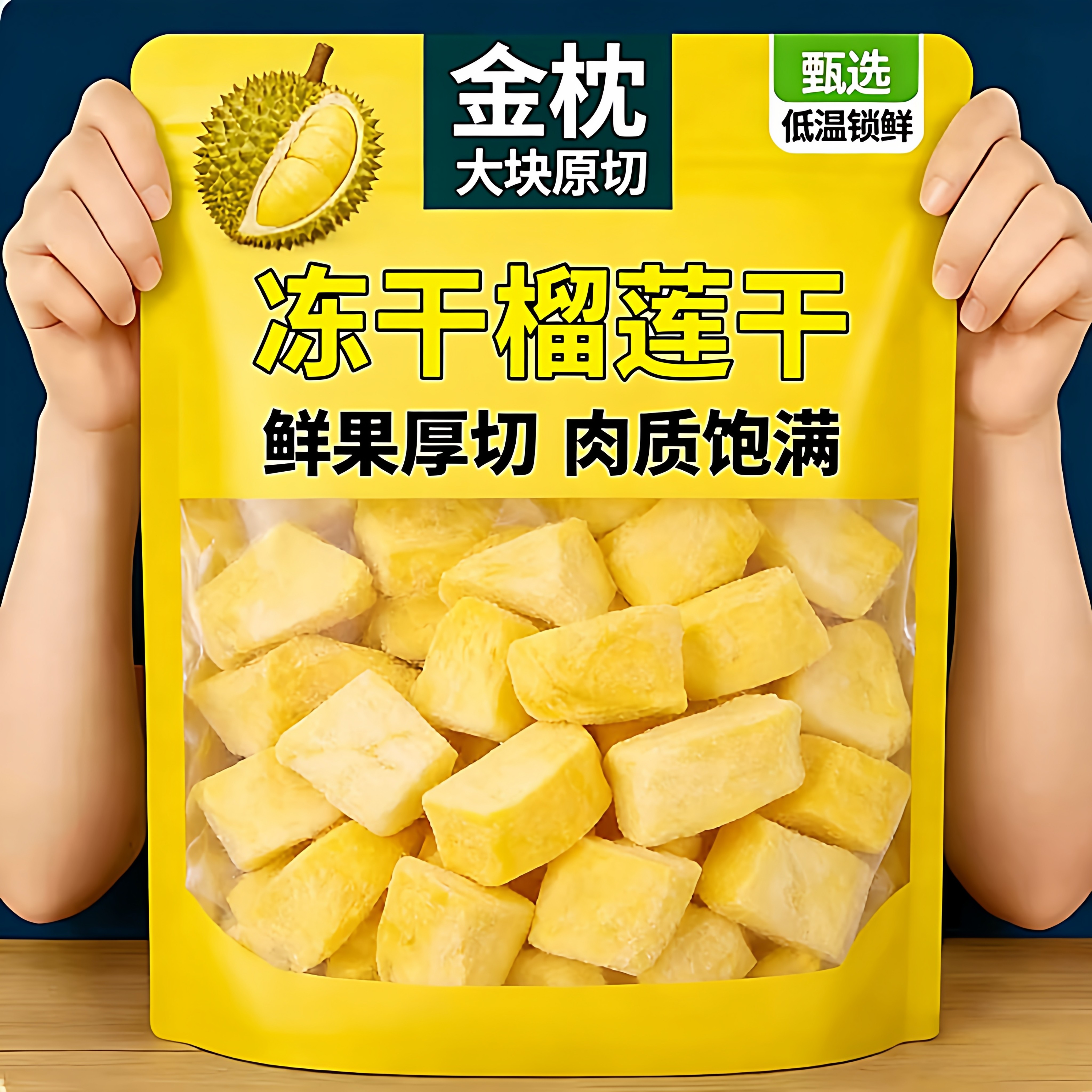 正宗泰国金枕榴莲干官方旗舰店大块原切新鲜榴莲肉水果干休闲零食