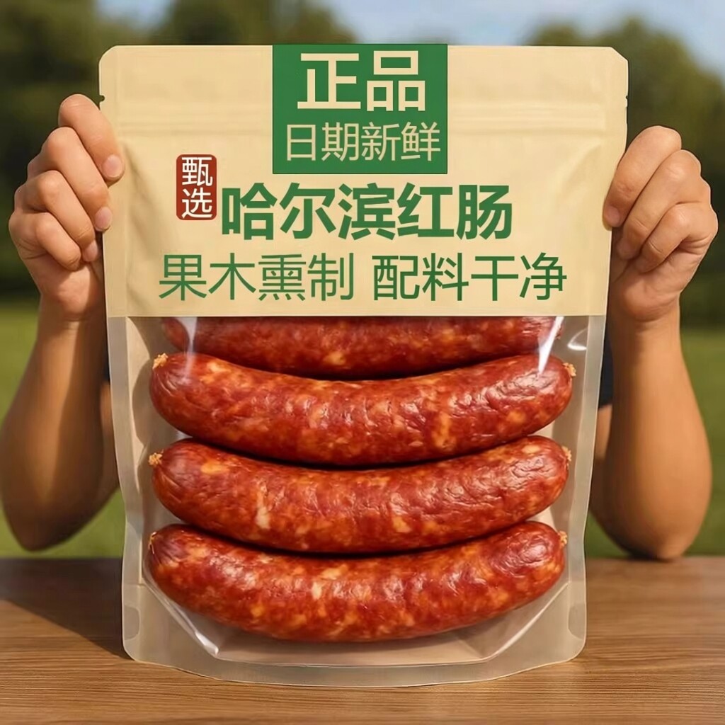 东北特产哈尔滨正宗风味红肠开袋即食老式烟熏烤肠央妈推荐正品