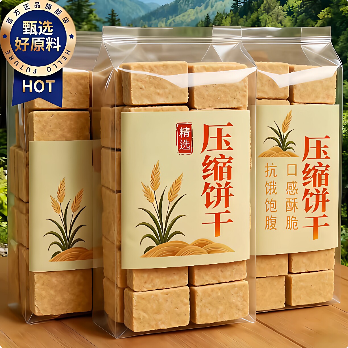 农科院90压缩饼干军粮正品旗舰店无糖0脂超长质保应急储备铁盒装