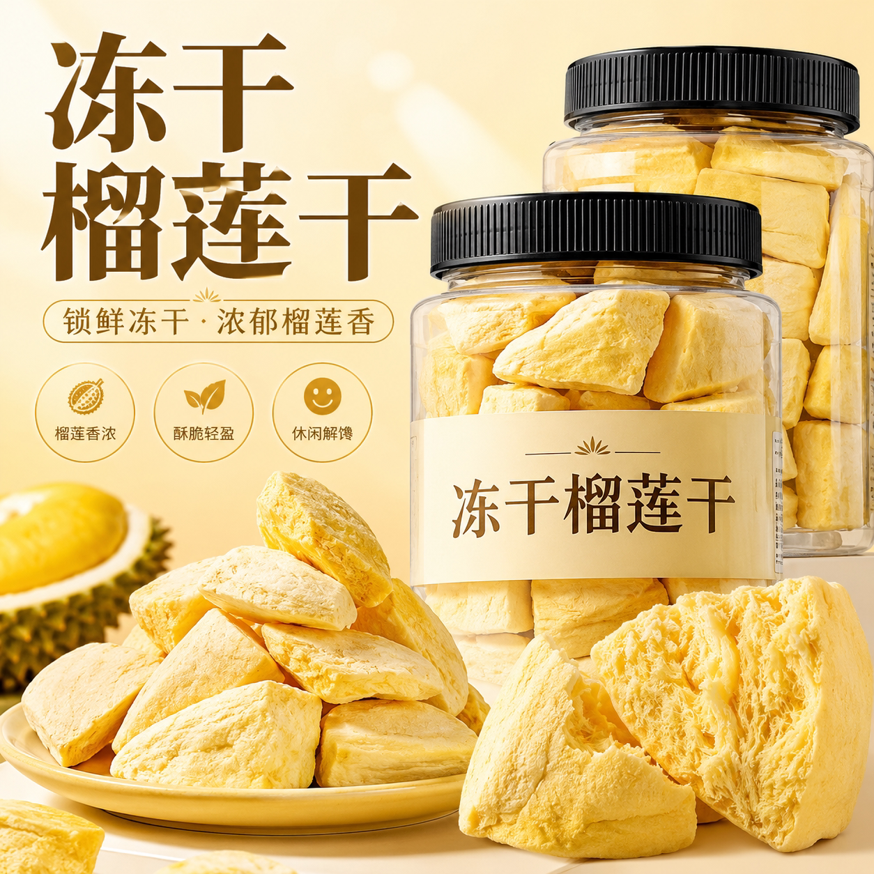 冻干金枕榴莲干泰国进口水果脆果脯水果干榴莲脆块网红休闲小零食