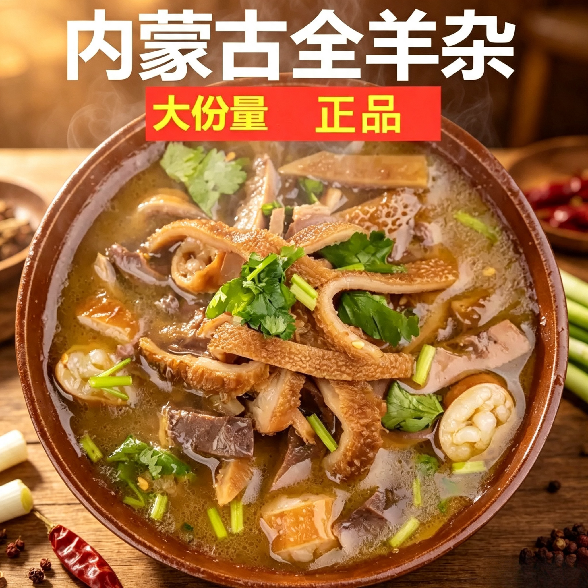 速食羊杂内蒙古整套全熟羊肉汤羊汤羊杂汤即食真空熟食新鲜羊杂碎