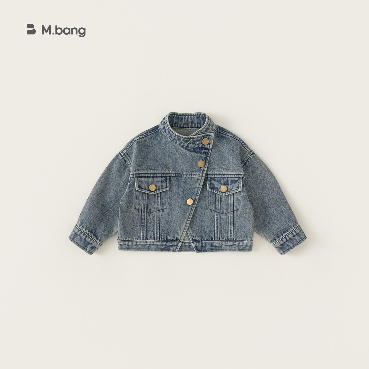 宥宝童装女童外套春秋儿童立领短款设计感夹克开衫潮范小童牛仔衣