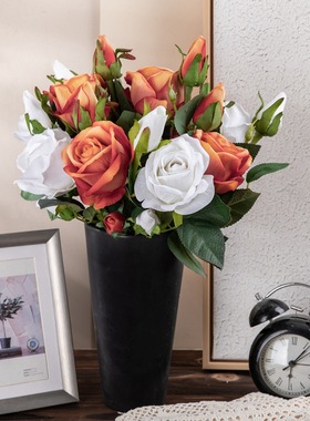 厂家 绒布仿真花相思玫瑰假花婚庆用品家居装饰绢花MW03334