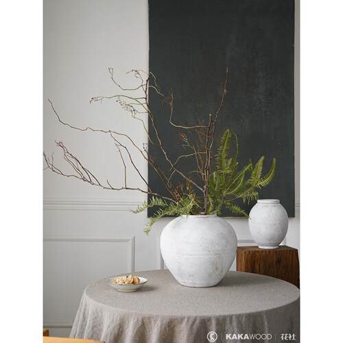 现代简约日式白色陶瓷桌面艺术造景装饰品客厅摆件覆古插花花瓶
