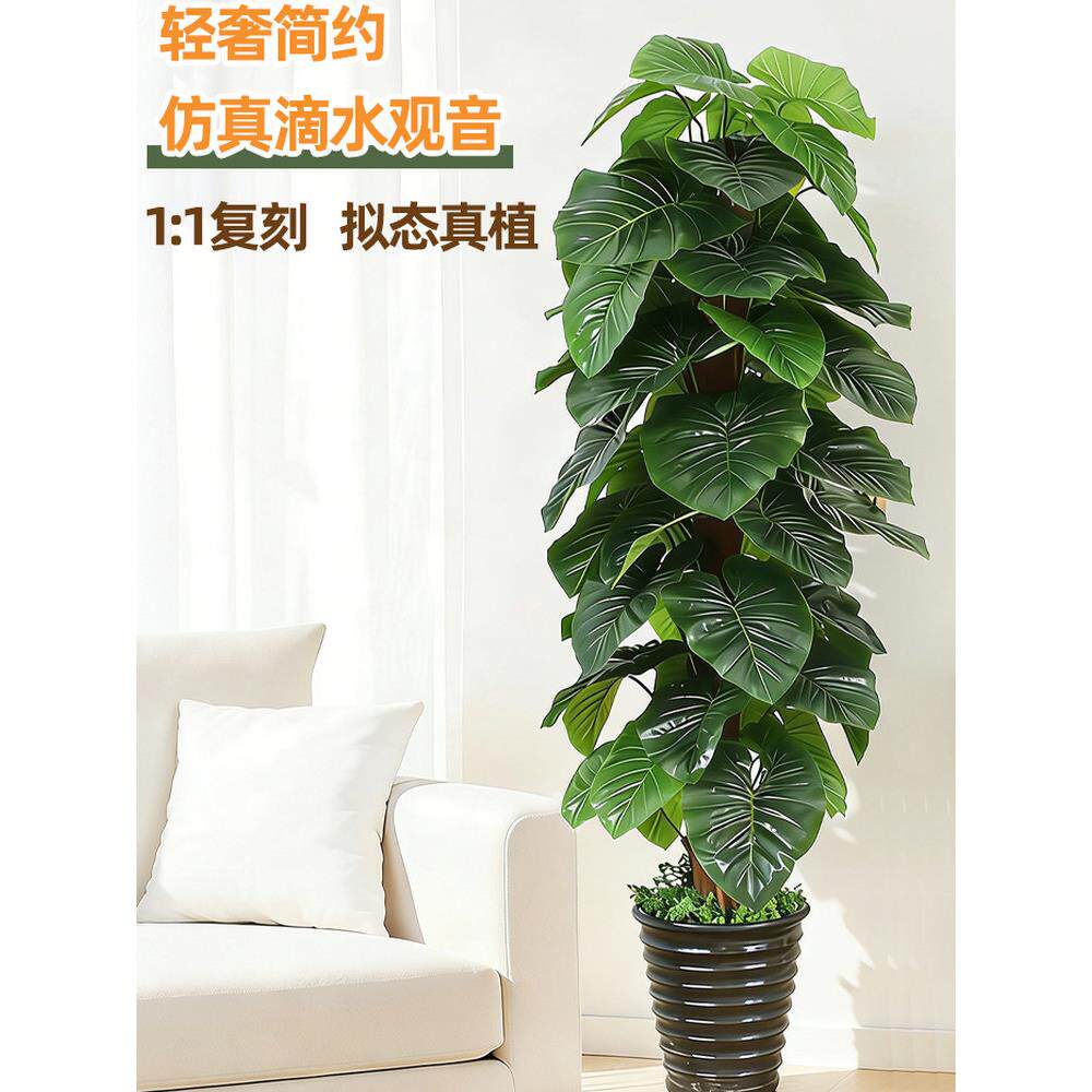 仿真滴水观音大型假树绿植客厅装饰盆栽室内家居装饰轻奢落地造景