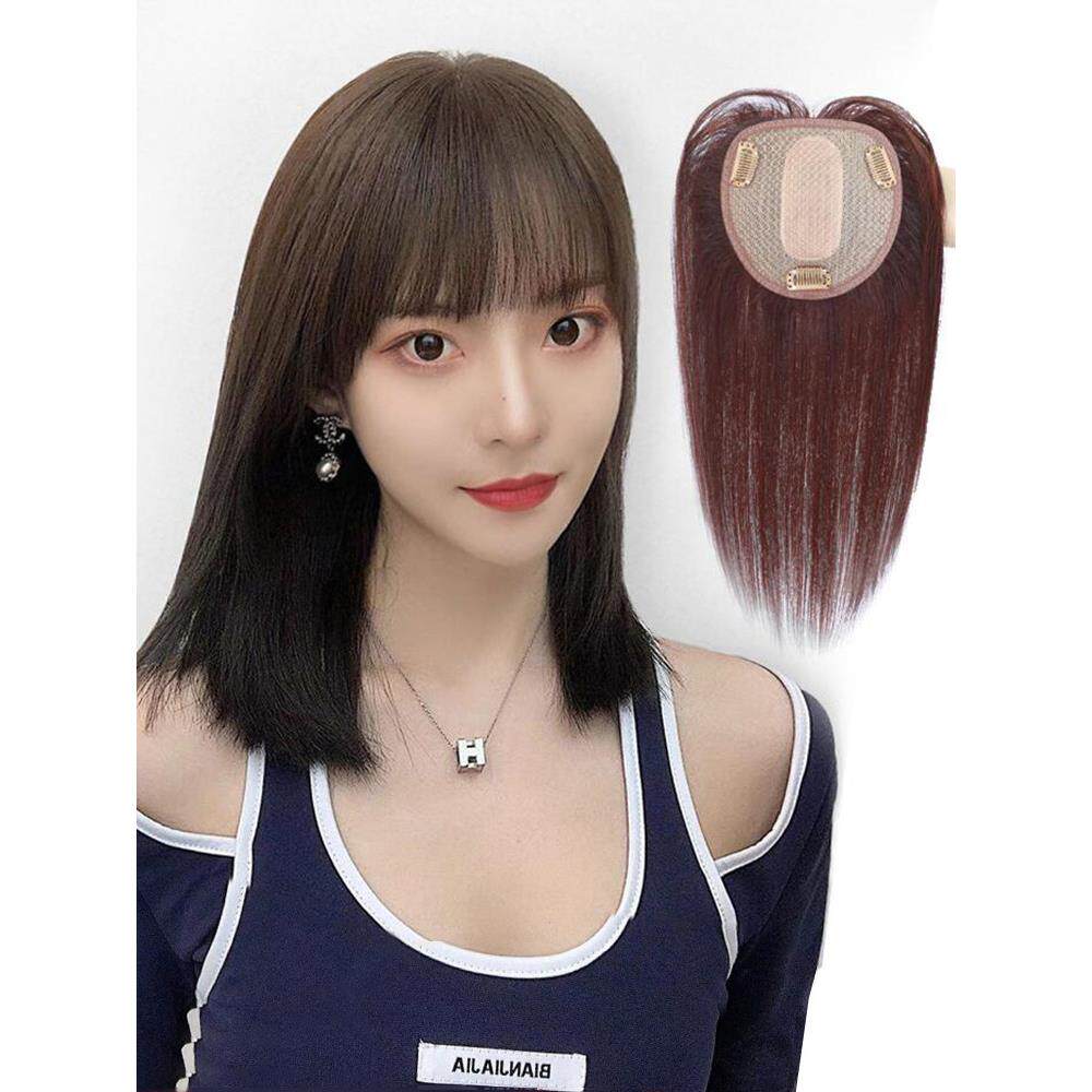遮白发假发片全真发无痕递针头顶补发片女头发稀少一片式隐形遮盖