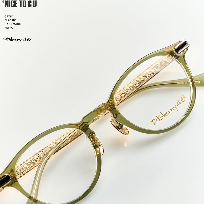 ptolemy48 E088-GR金属雕花眼镜框方圆脸显脸小时尚眼镜拼接眼镜