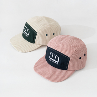 亲子鸭舌帽春秋时尚洋气儿童帽子灯芯绒软顶棒球帽加宽帽檐护眼冬