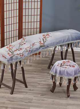 古筝罩防尘罩文艺高档印花S163S165cm通用款高档磨毛吊穗古筝盖布