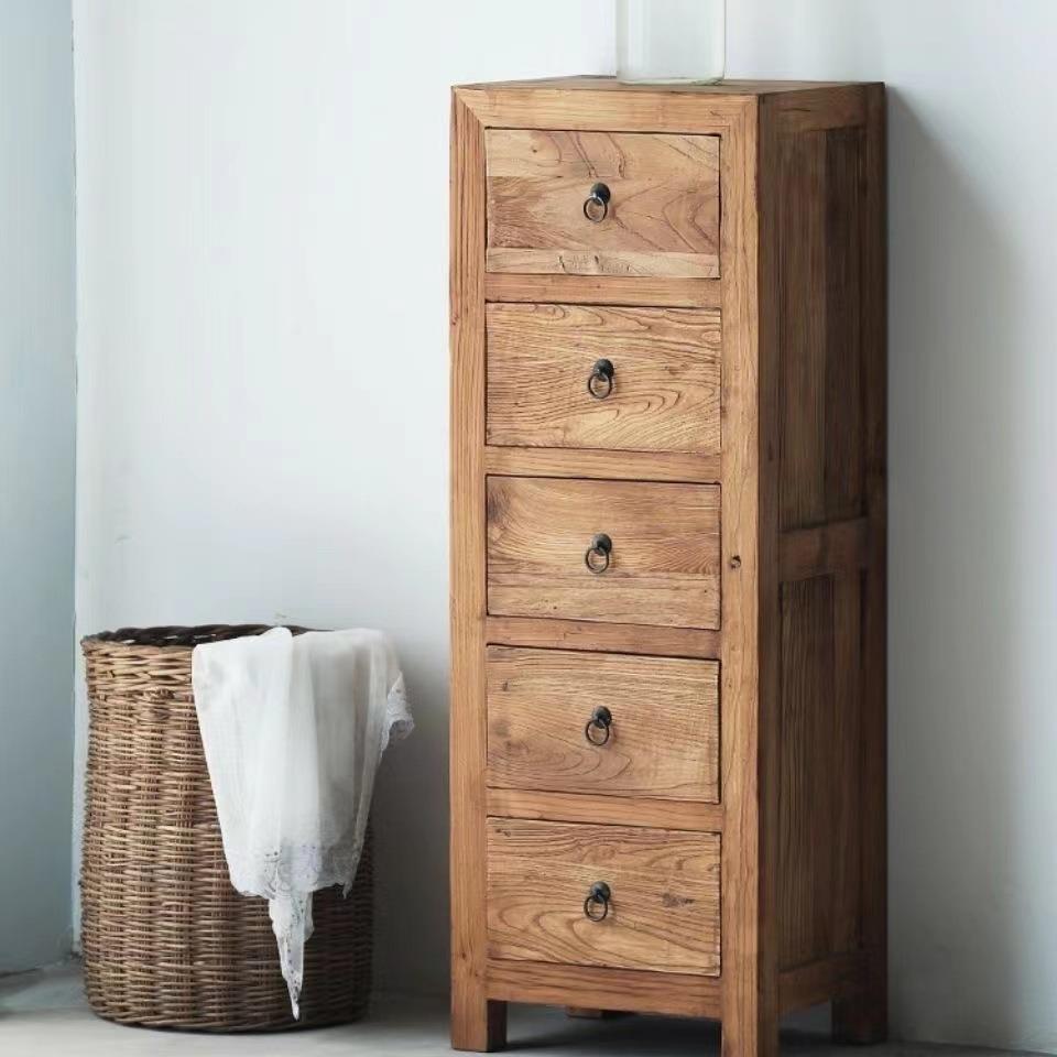 新中式餐边柜客厅收纳柜实木储物柜整理柜老榆木橱柜收纳柜