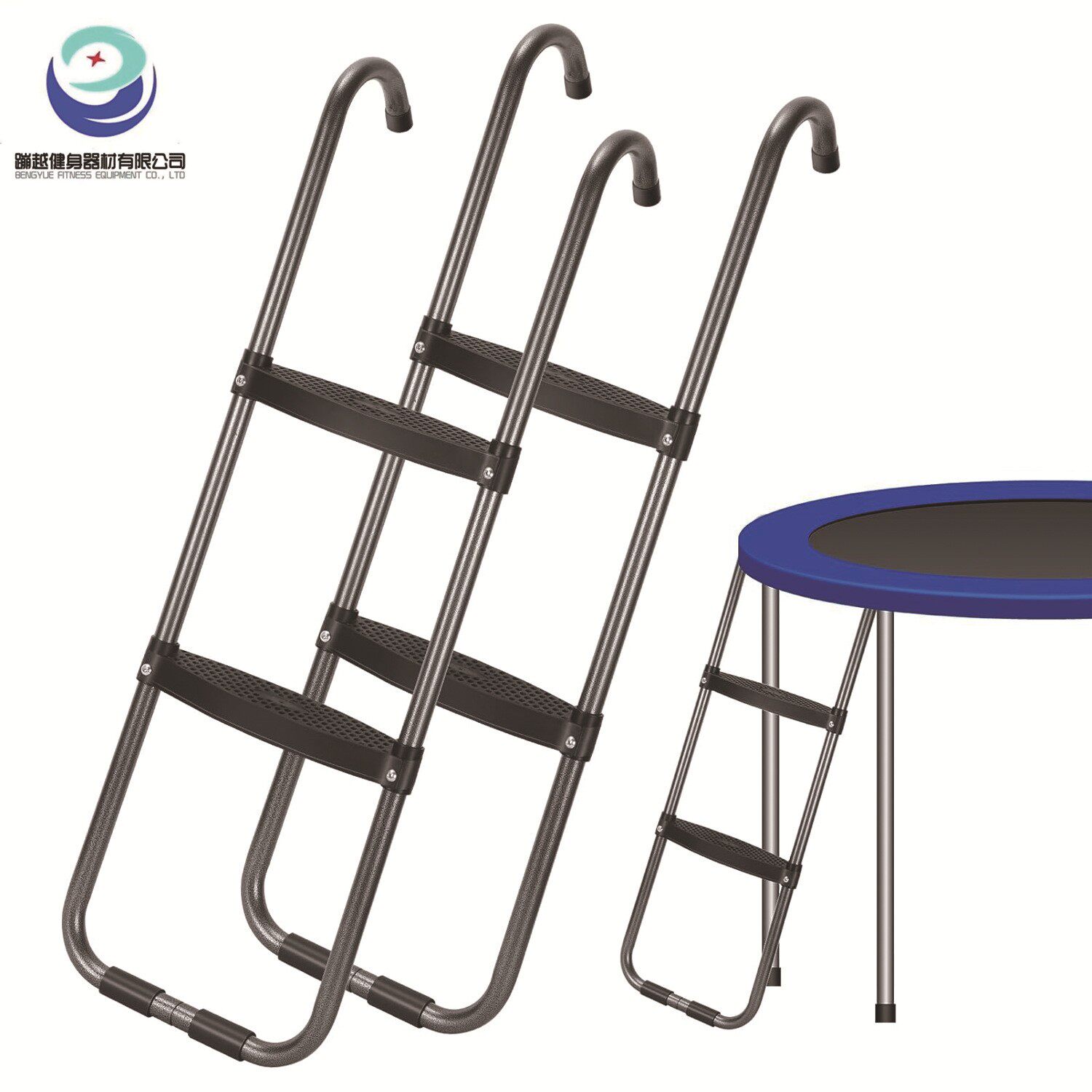 床梯子儿童健身器材配件-蹦床厂家大型户外扶梯弹跳16FT6滑梯爬梯