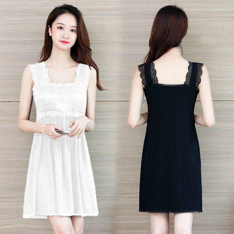 莫代尔睡裙女2026春夏秋中长款内搭宽松显瘦蕾丝背心裙外穿打底裙