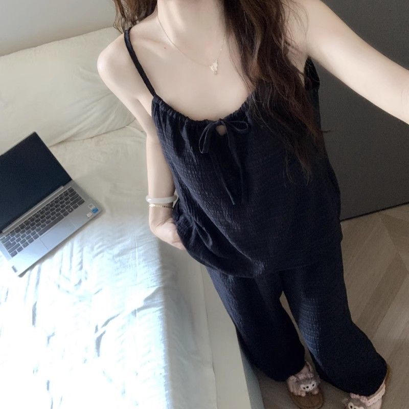 夏季带胸垫可外穿女睡衣两件套