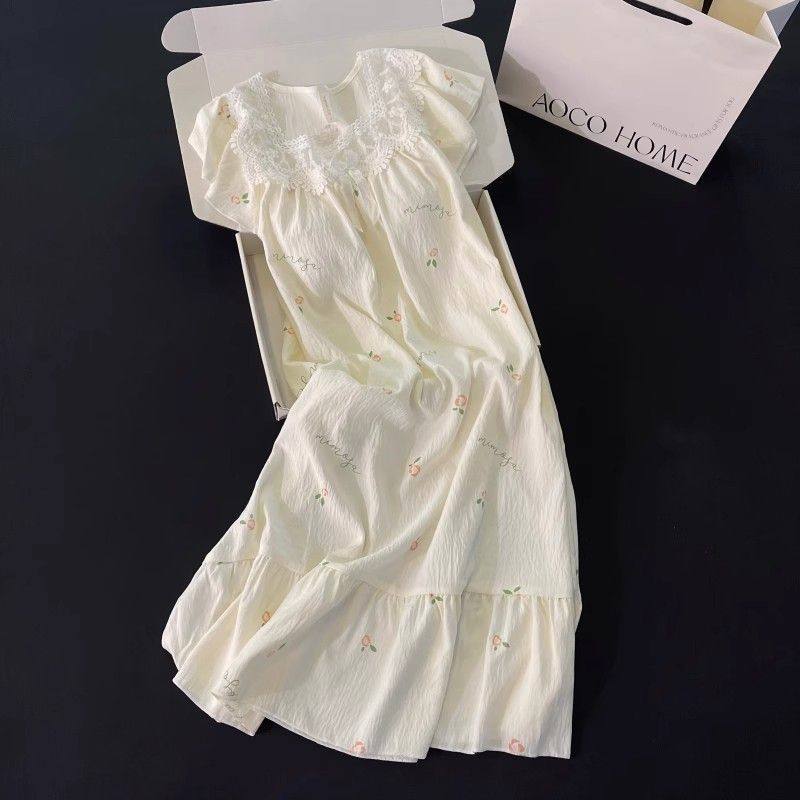 带胸垫睡裙女夏季睡衣新款大码小飞袖中长款小花裙家居服夏天,女士内衣/男士内衣/家居服,睡衣/家居服套装,淘宝优惠券,粉丝福利购,淘宝优惠卷