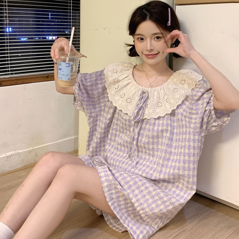 夏季云朵棉短袖甜美公主睡衣套装
