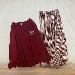 2-300斤大码网红风睡衣女长袖甜美卡通春秋季长裤新款家居服套装