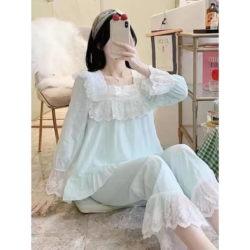 公主风睡衣女春秋家居服夏季套装