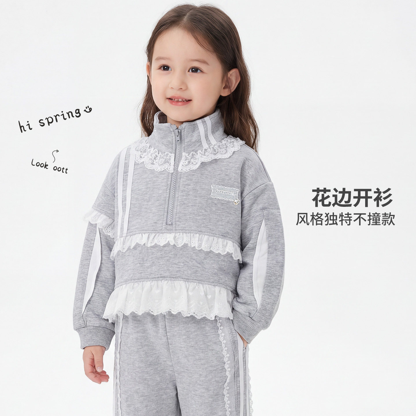 女童长袖卫衣短裙2024新款中小童秋装韩版蝴蝶结韩版休闲两件套潮