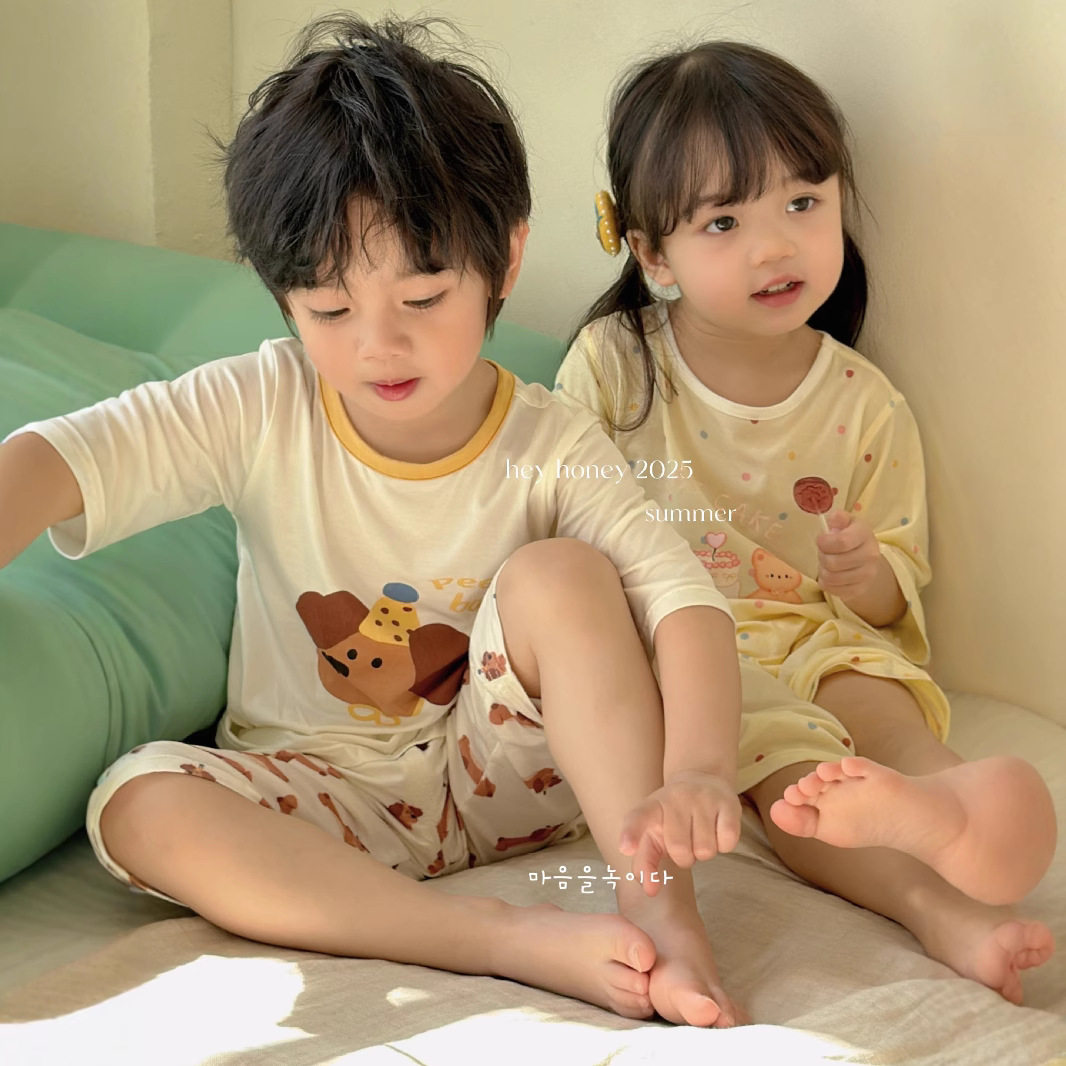 大小卷Heyhoney夏季儿童凉感莫代尔天丝家居服套装童装短半袖睡衣