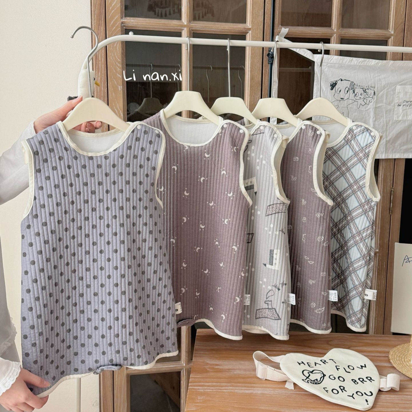 里南希儿童睡袋26新款宝宝防踢被儿童无袖背心睡袋春秋季绗棉针织