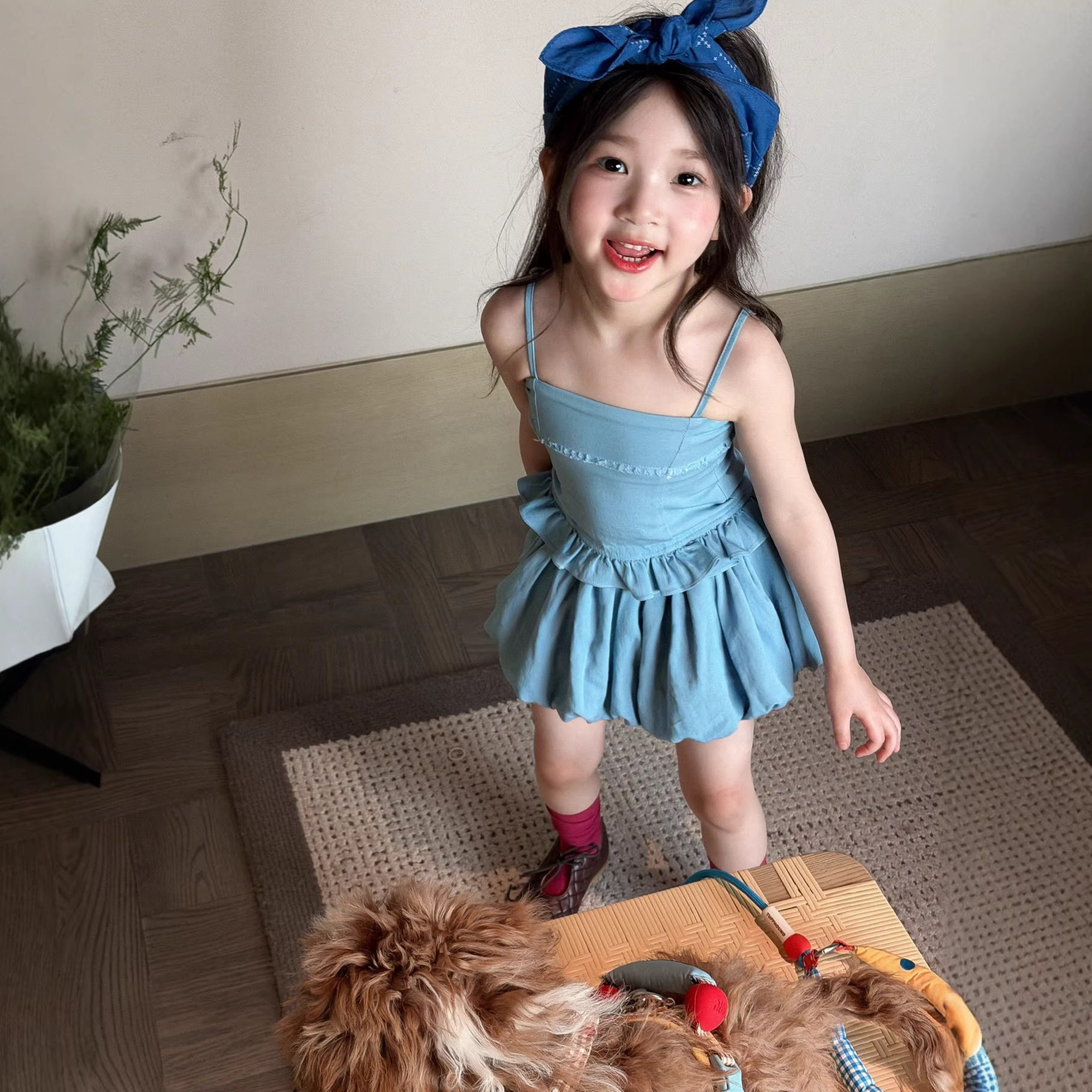 儿童女童套装韩系辣妹风2026夏季韩版修身吊吊衫+洋气花苞裙裤