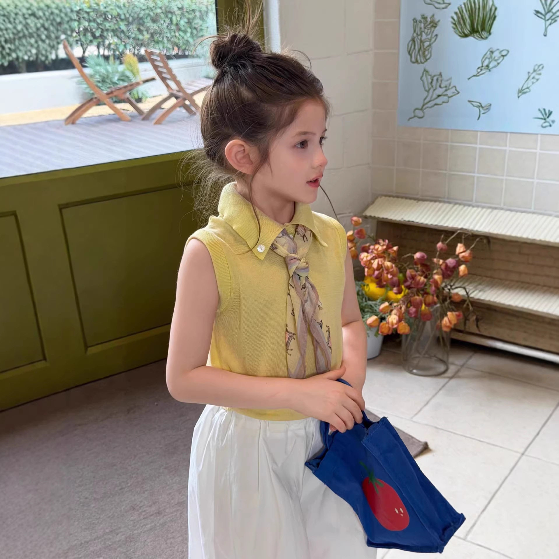 26年春夏新款时髦洋气薄款针织背心高级感带领巾上衣可内搭外穿