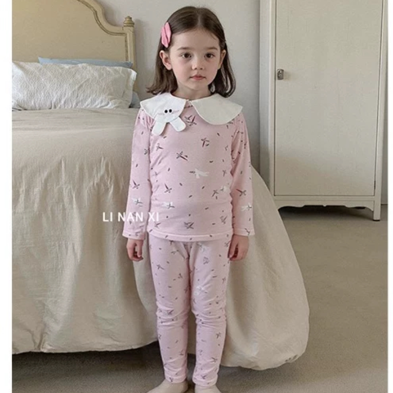 里南希儿童早春睡衣套装2026新款女童家居服莱卡棉卡通舒适居家服