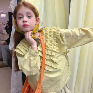 26春季新款重工糖果色甜美木耳边系带衬衫早春V领长袖上衣设计感