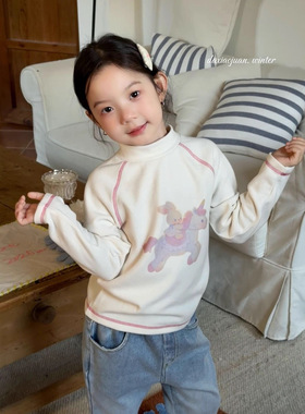 大小卷25洗呢儿童男女童印花撞色打底衫-77066