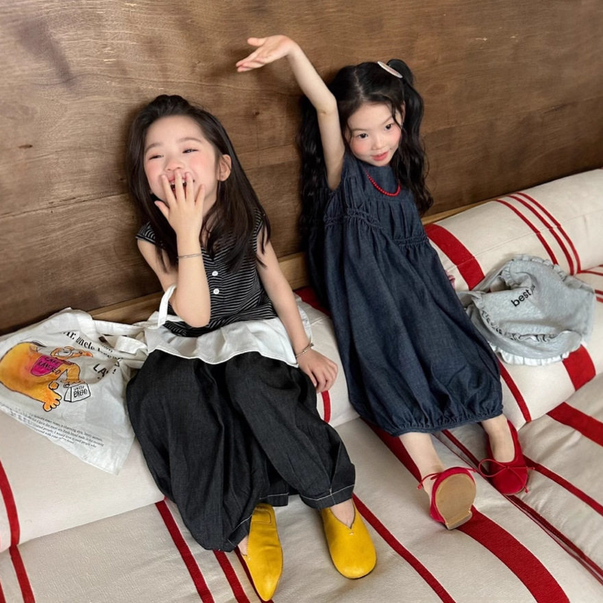 韩国童装女童宽松休闲连衣裙2025夏季新款女宝宝儿童洋气牛仔裙子