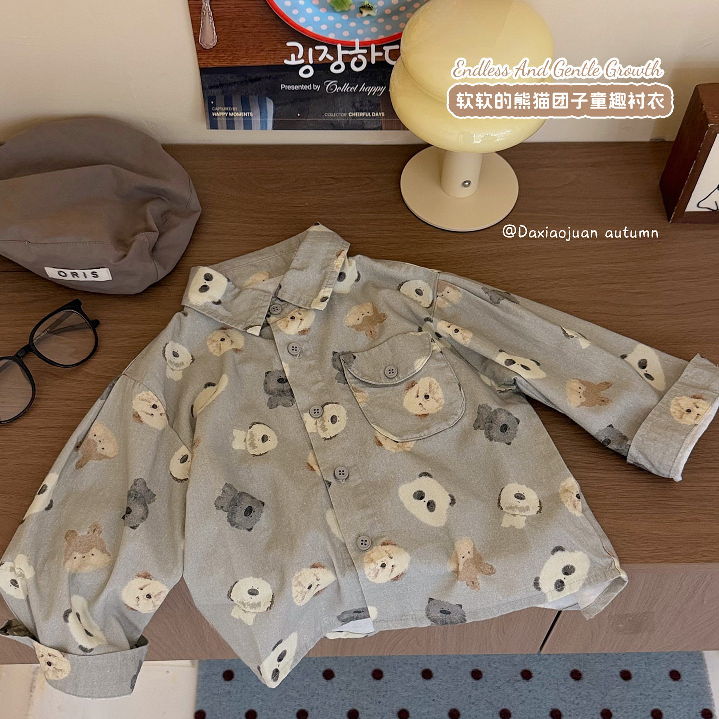 大小卷26新款男童卡通印花纯棉衬衫儿童纯棉翻领开衫外套-110073