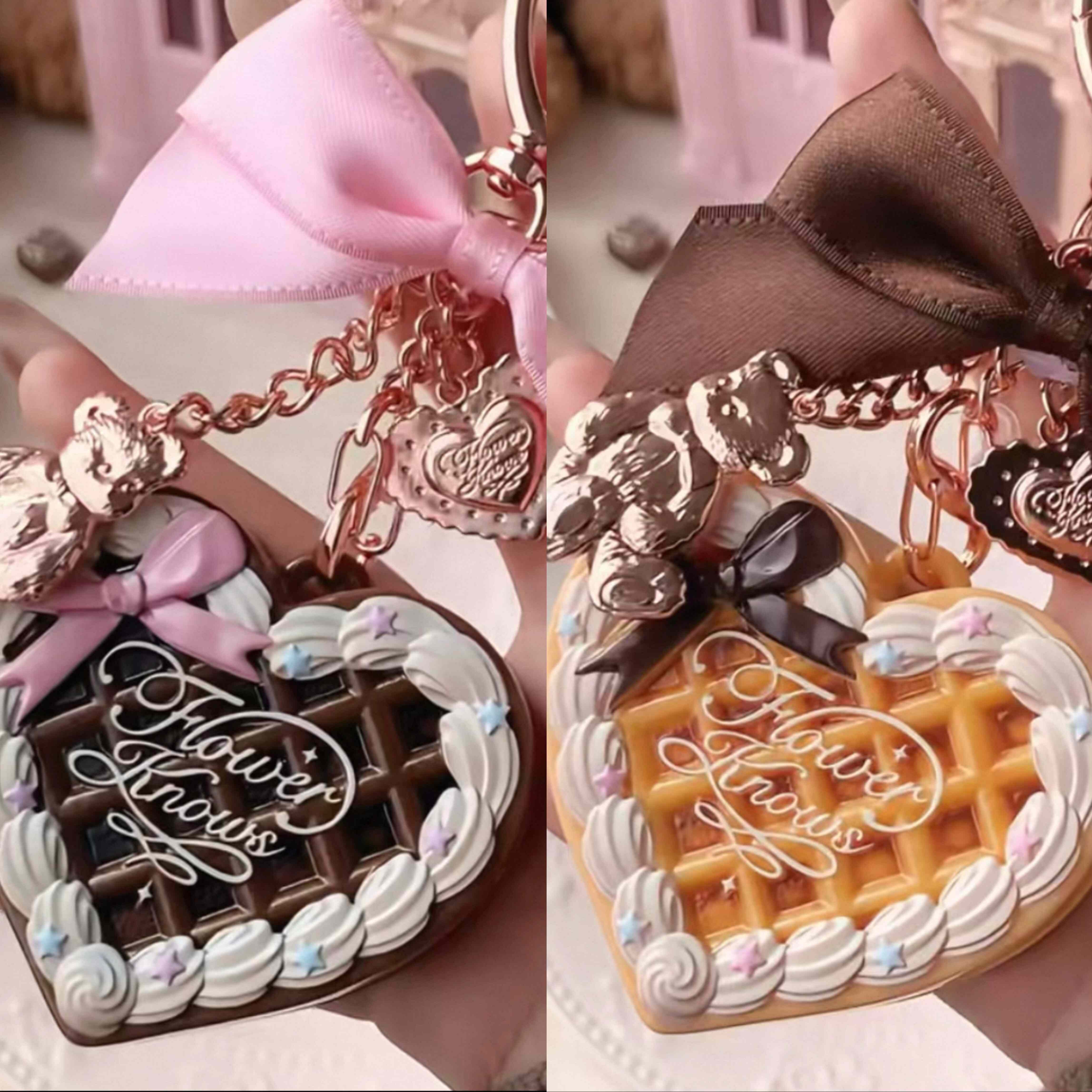 全新塑封!花知晓甜心小熊挂件蜜粉饼mini便携补妆钥匙扣高颜值