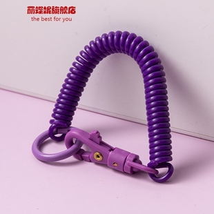 弹簧绳钥匙扣挂件手机防丢绳钥匙链彩色弹力伸缩挂绳学生包包挂饰