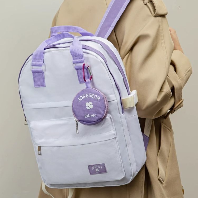 韩版ins小清新学院风初中学生上课双肩包 手提书包大容量撞色背包