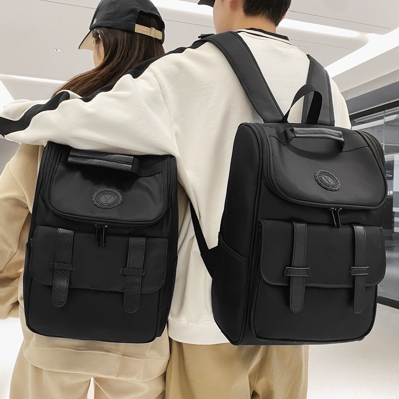 潮牌双肩包男时尚潮流初中生书包女大学生高中休闲大容量旅行背包